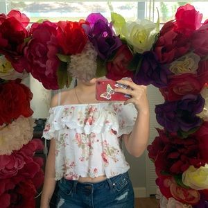 Floral off the shoulder shirt